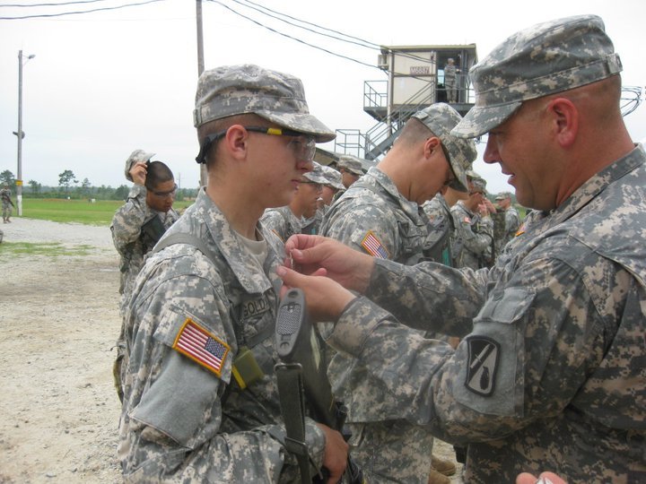 Senior Andrew Golda is shown during Basic Combat Training in Ft. Benning, Ga. Golda was awarded a marksmanship medal for shooting his M16A4. (Photo Courtesy of  Golda)
