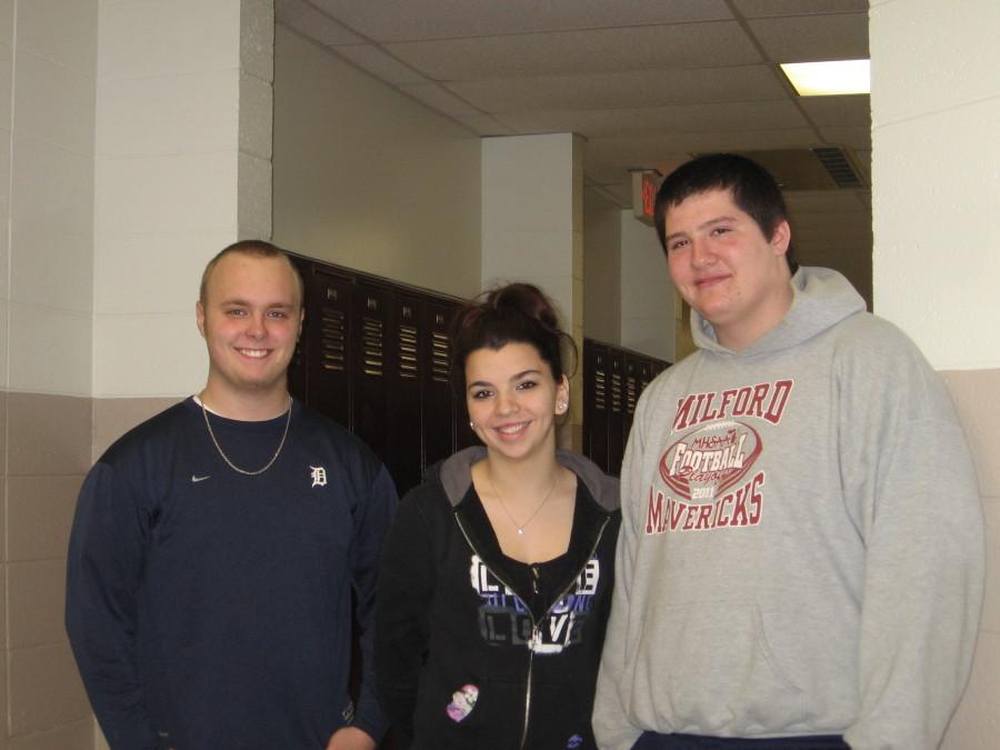 Juniors Michael Millsap, Kayla Hughes, and Senior Derrick Newman were recognized by the Huron Valley School Board after rescuing an 81-year-old woman who had fallen in a ditch near Highland Greens