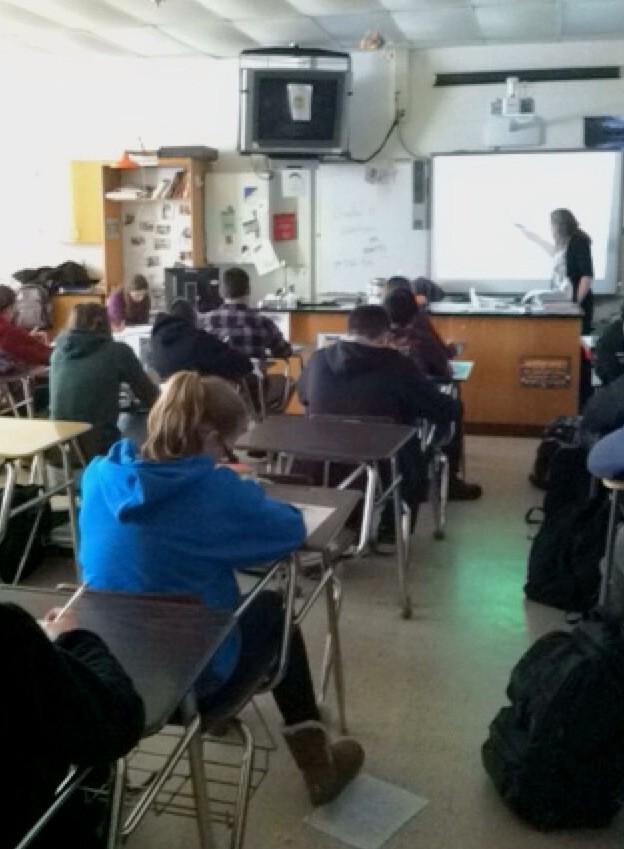 a biology class at Milford High School