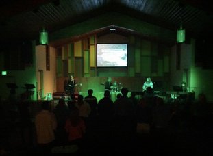 Teens during a worship service.