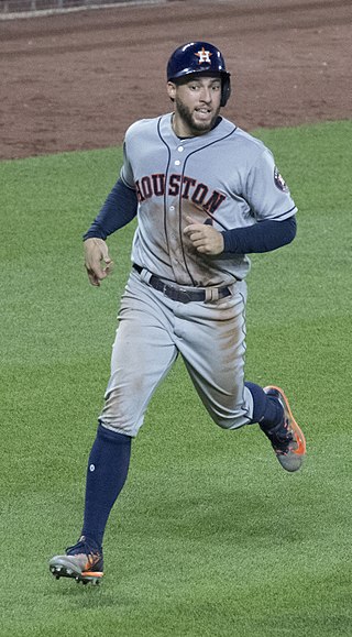 Astros Center Fielder George Springer rounding the bases during Game 2 of the World Series. (Image courtesy of Keith Allison)