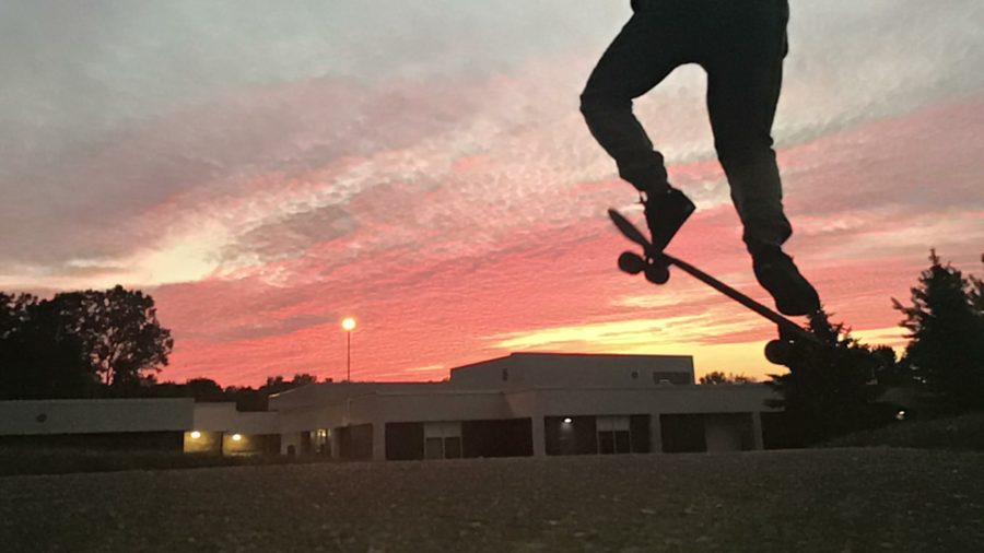 A Flat Ground Ollie preformed by Ryan Wyskiel. (Photos by Riley Wyskiel)