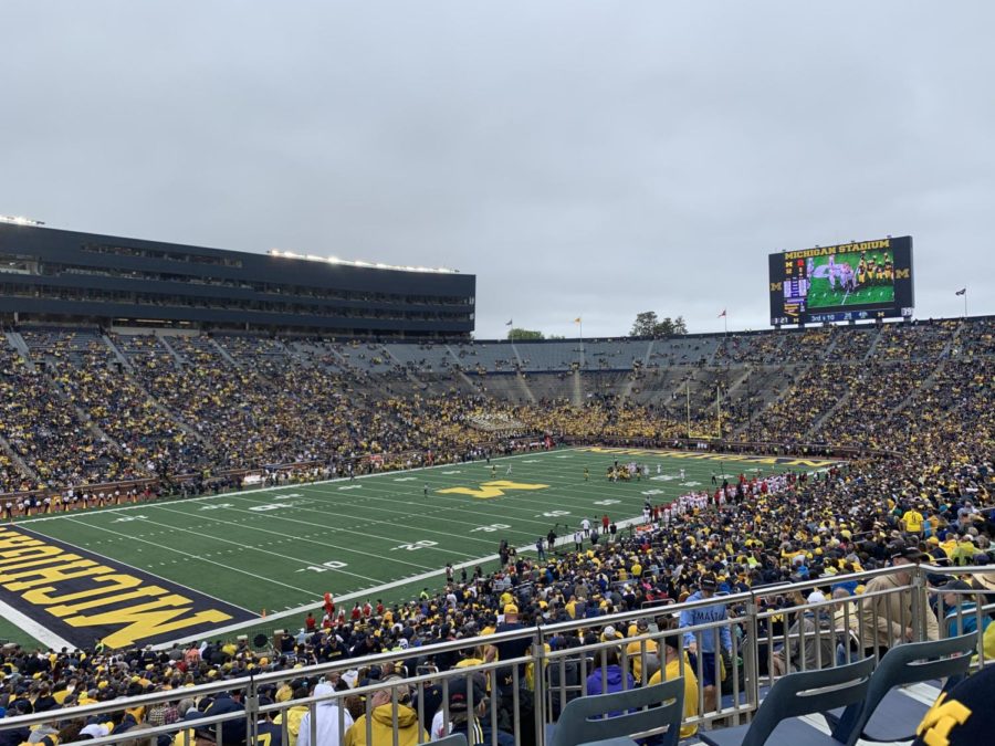 Michigan vs. Rutgers football game played in Ann Arbor, Michigan. Michigan was a Big 10 favorite at the beginning of the year, but an early defeat to Wisconsin has changed the outlook on the Big 10.