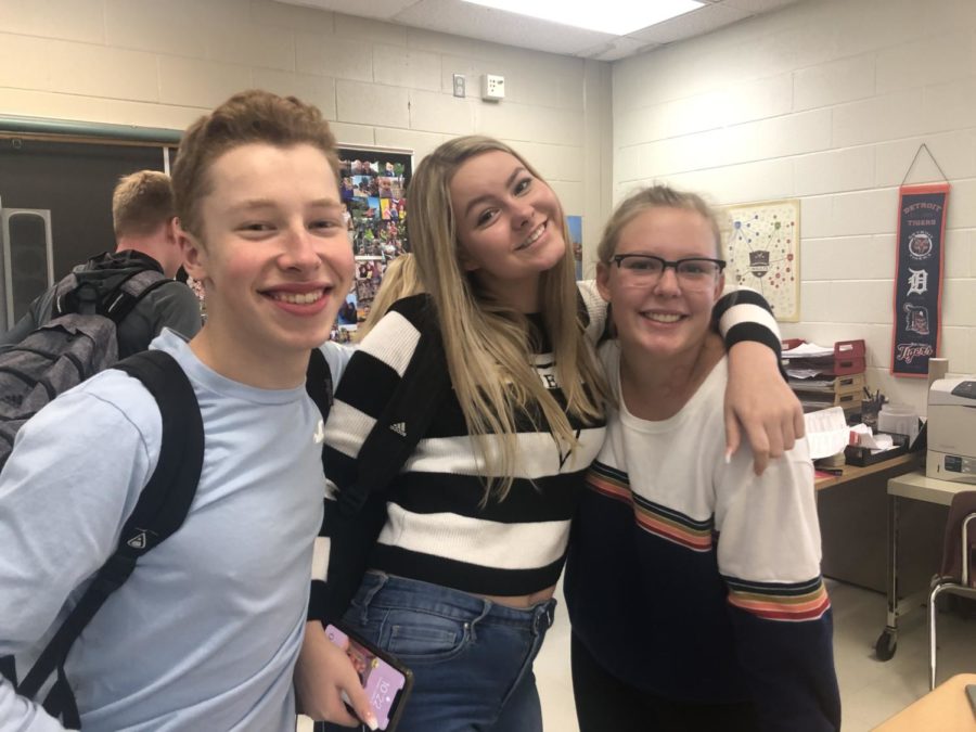 [Left to Right] Joe Antrim, Annabelle Stewart, and Riley Watts in Watts' favorite class, Ap language and composition