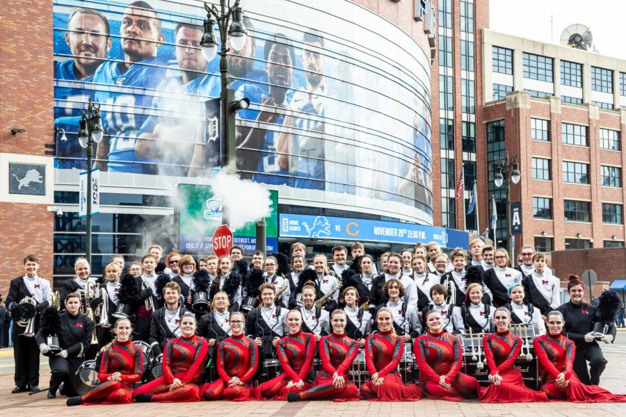 The band and color guard at the competition  