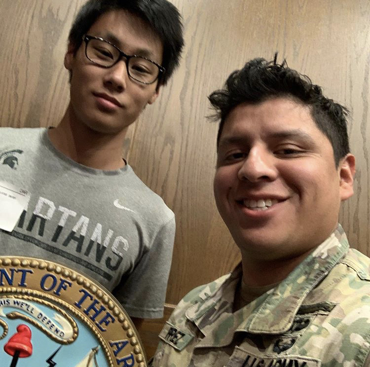 Kevin Kim with his recruiter  SSGT Ramirez  (Photo courtesy of Kevin Kim)
