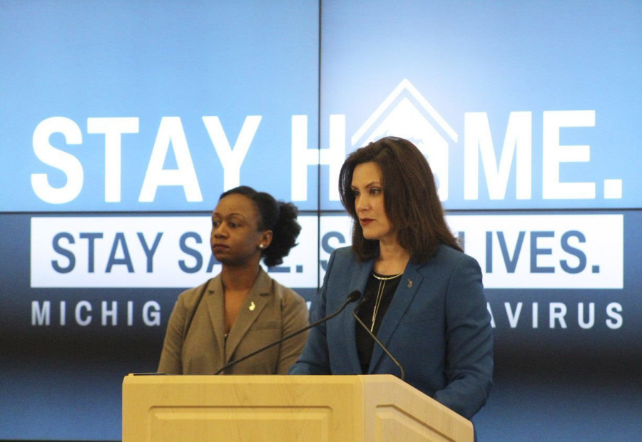 Michigan Governor Gretchen Whitmer, right, along with Michigan Health and Human Services Chief Medical Executive Dr. Joneigh Khaldun, left, have advocated for a slow reopening of the Michigan economy to avoid another COVID-19 wave. More than 4,700 Michigan deaths have been attributed to the virus as of May 13.