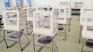 All students attending hybrid school in HVS utilizes partitions for maximum safety in the classroom.