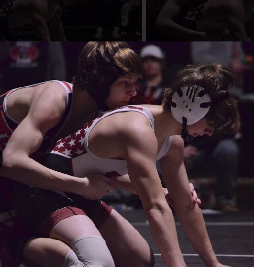 Grant Stec takes down his opponent (Photos courtesy of Maggie Brazier).
