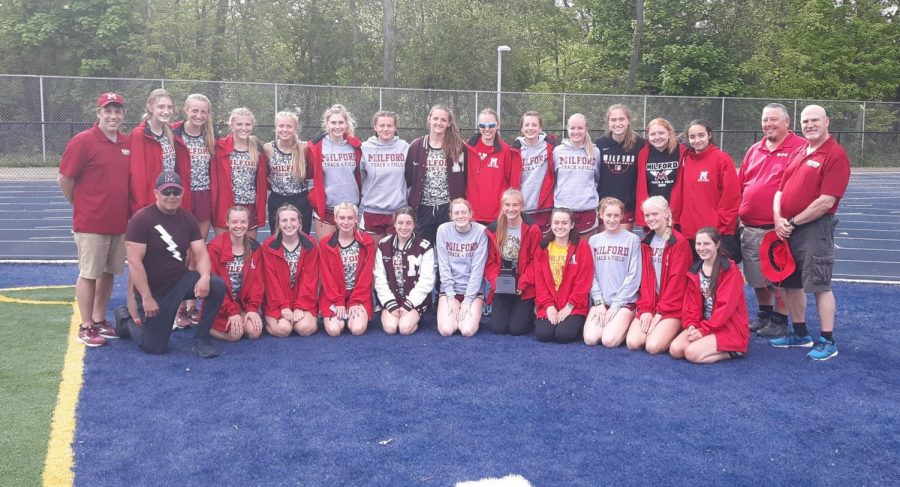 The+Milford+girls+finished+their+regular+season+at+8-0%2C+and+on+May+15+they+took+home+the+LVC+championship+title+%28Photo+courtesy+of+%40MilfordTandF+on+Twitter%29.