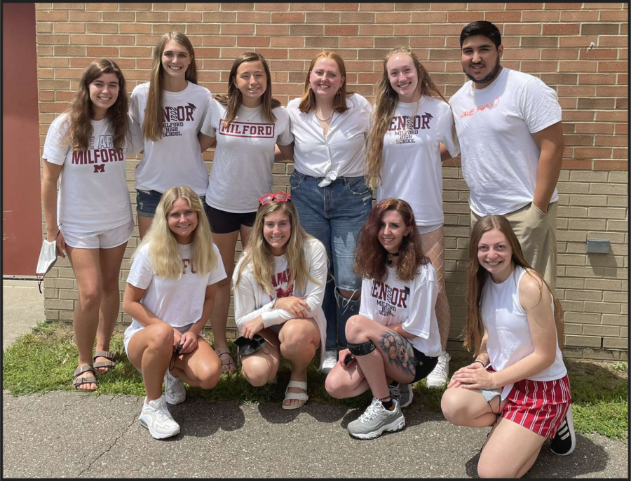 Milford seniors on Class Color Day. 
