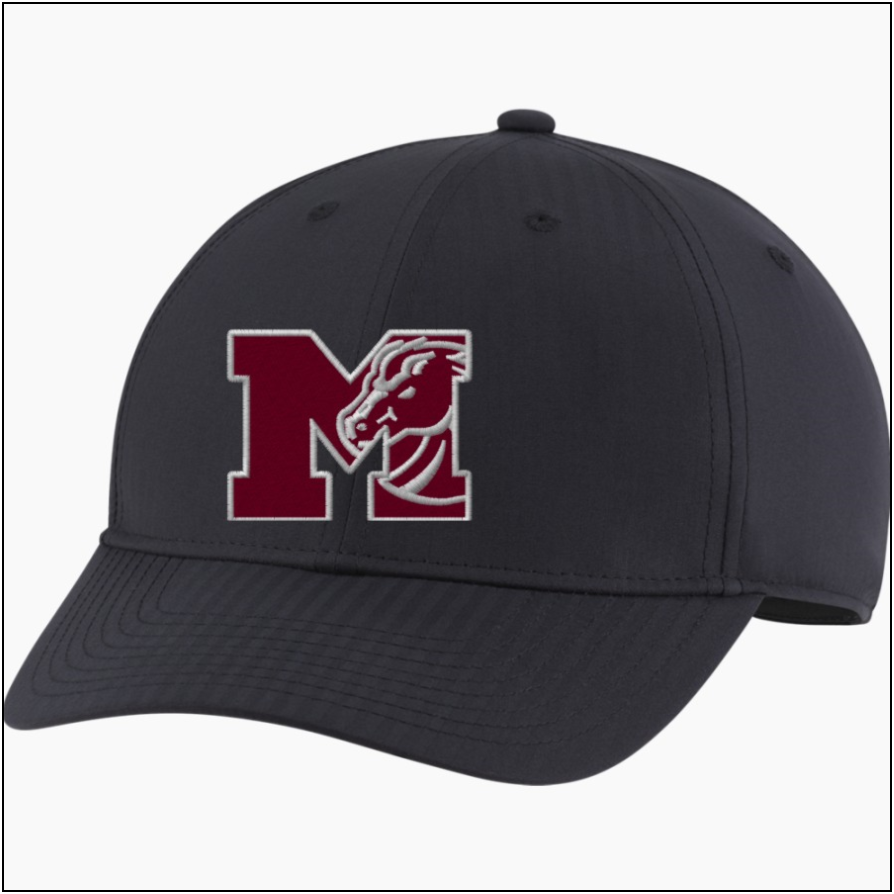 A Milford Mavericks branded baseball cap. While sold as school merchandise, students are not allowed to wear it during the school day.