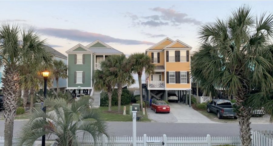 A beautiful sunset in Myrtle beach, South Carolina, one of the most popular vacation sites for spring break .