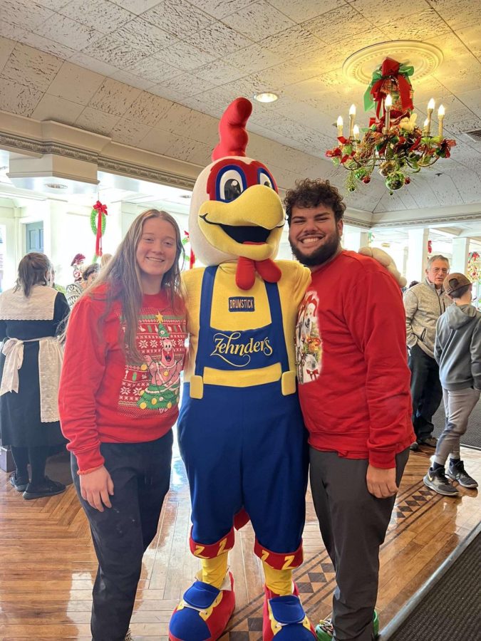 Seniors Erin Scheske and Carson Guttovz dining at Zehnders at their most recent trip to Frankenmuth. 
