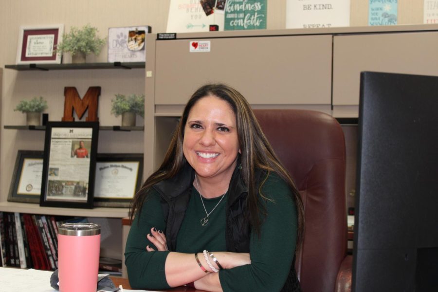 Suminski in her new office during spirit week.