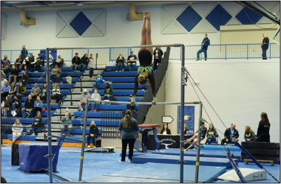 Megan Sclabassi on the bars at Lakeland (Photo courtesy of Chris Wall).