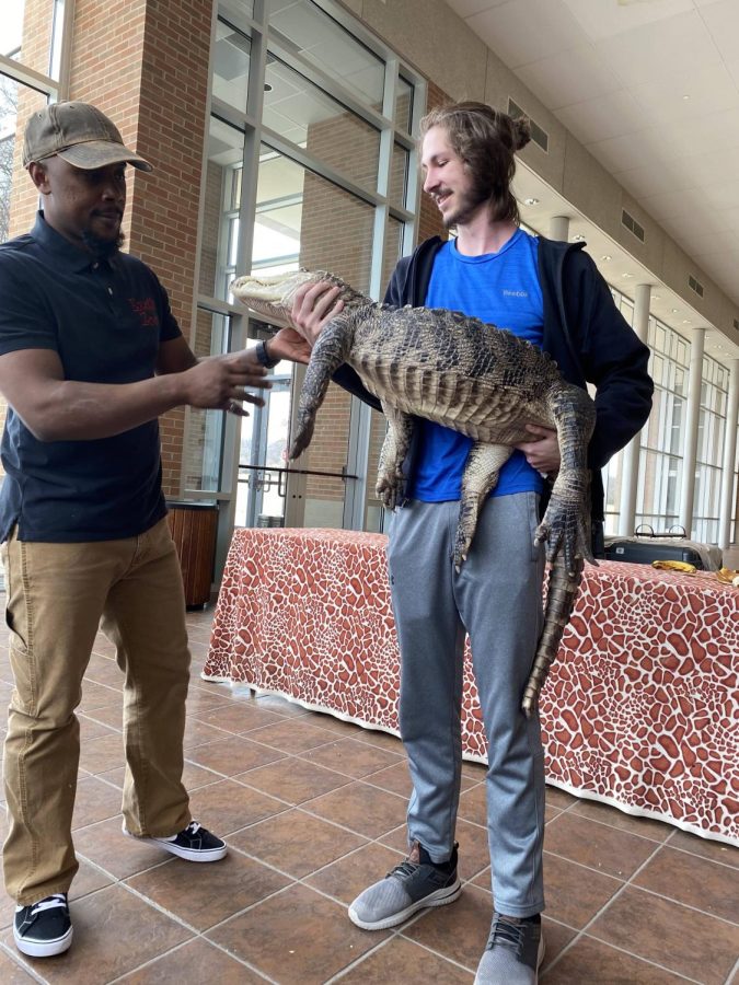 Junior Kurtis Hawkins was chosen to hold Beefy the crocodile.
