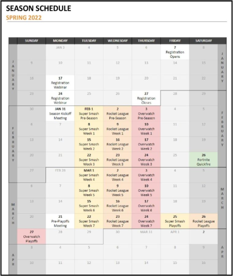 Spring 2022 schedule (Photo courtesy of  MIHSEF).