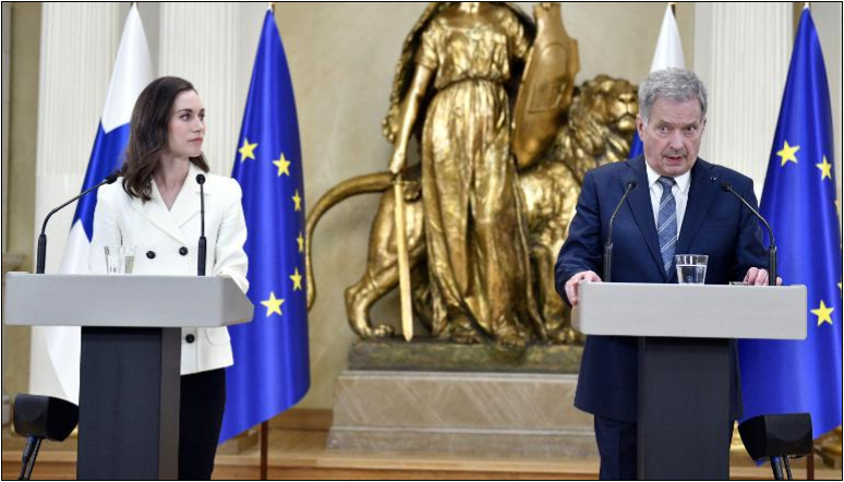 Finland’s Prime Minister Sanna Marin (left) and President Sauli Niinistö (right) publicly announced their intention to join NATO two weeks ago (Photo courtesy of CNN). 
