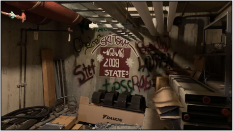 2008 Ski Team Graffiti found in one of the tunnels beneath the school.
