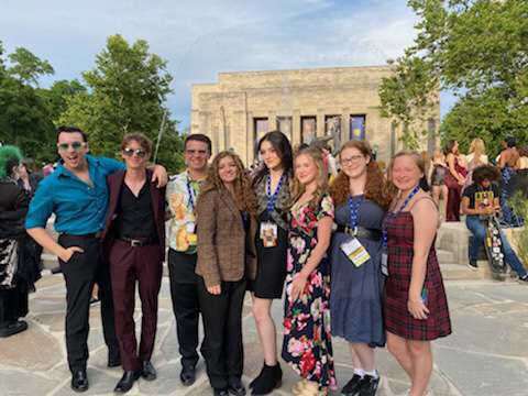 Milford Theatre Company students celebrate a week of learning and excitement before the closing ceremony (Photo courtesy of Ben Sanko).