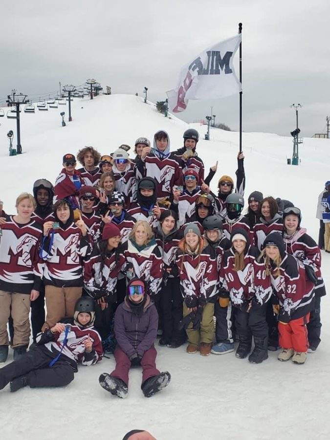 Boardercross teams celebrating a first and third place finish at States.