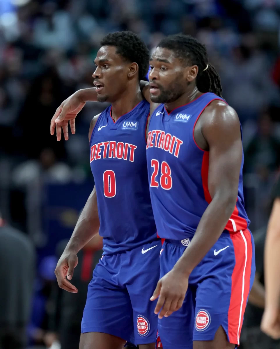 Pistons big men, Jalen Duren and Isaiah Stewart. (Courtesy of The Detroit Free Press).