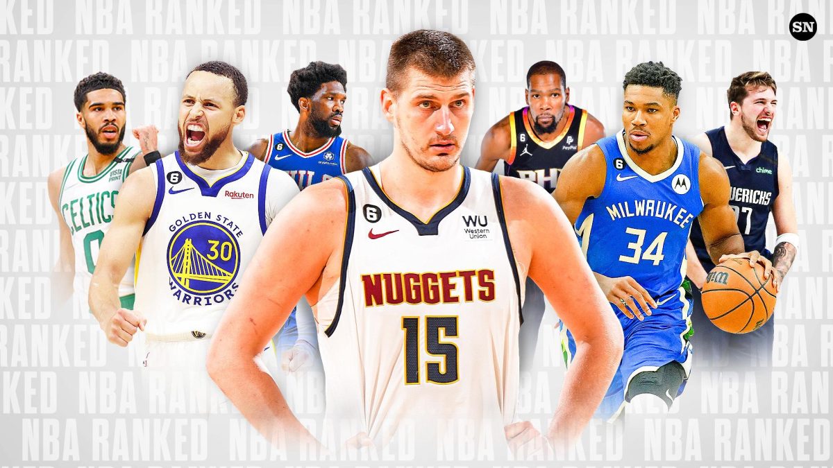 There are various star players shining this season. (From left to right) Jason Tatum, Stephen Curry, Joel Embiid, Nikola Jokić, Kevin Durant, Giannis Antetokounmpo, Luka Dončić.