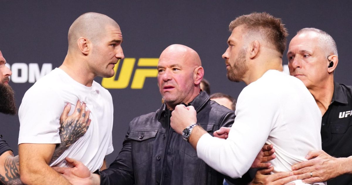 Defending champion Sean Strickland (Left) faces off with Dricus Du Plessis (Right)